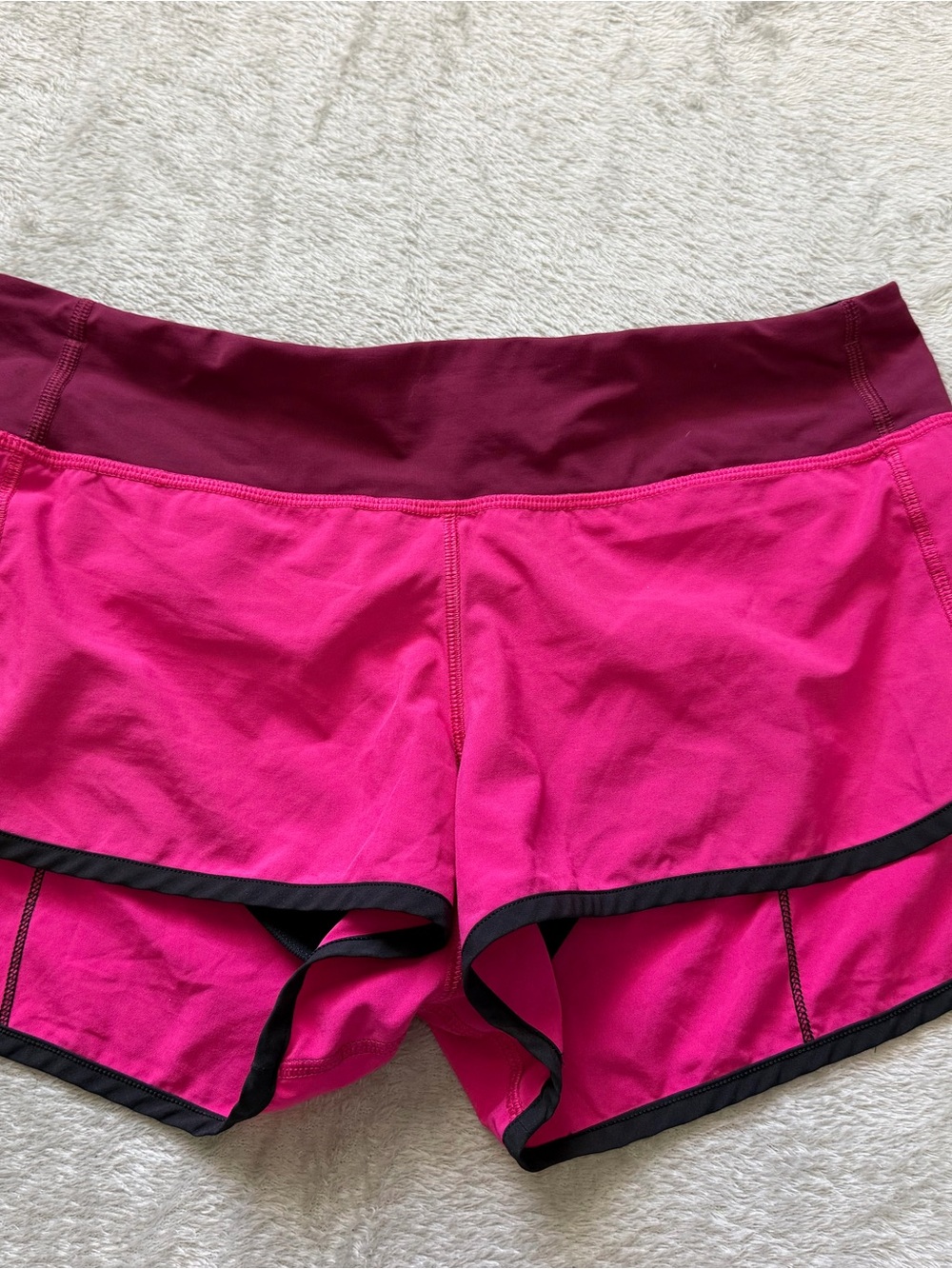 lululemon athletica Bright Pink Shorts with Burgundy Waistband